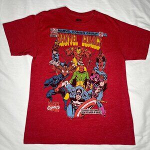 Marvel Comics Graphic T-Shirt Avengers Iron Man Captain America Red Tee